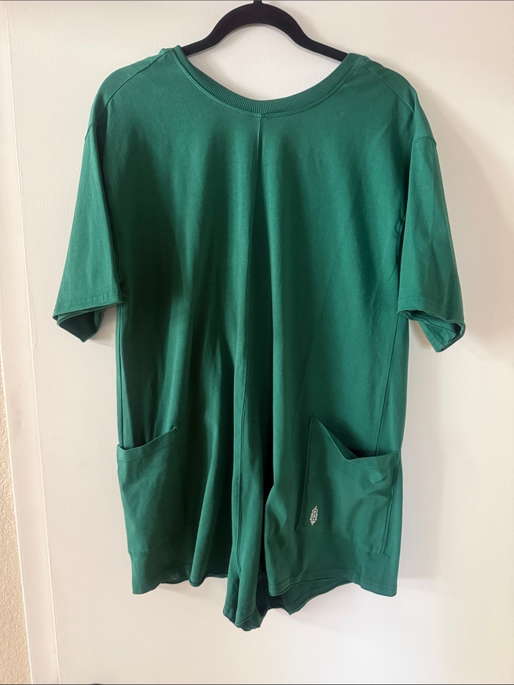FP Movement by Free People Green Short Sleeve Romper with Front Pockets